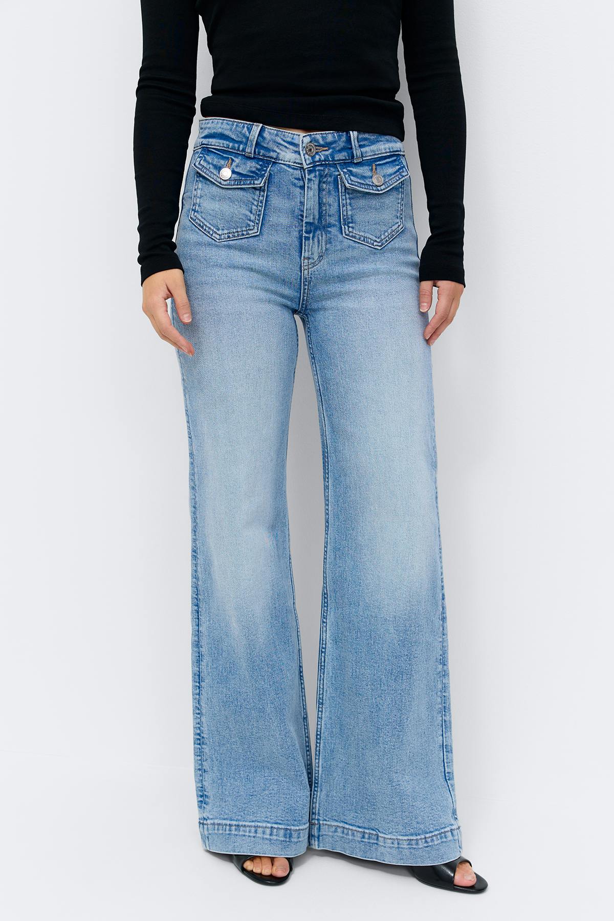 Front pocket flare jeans - Bleu