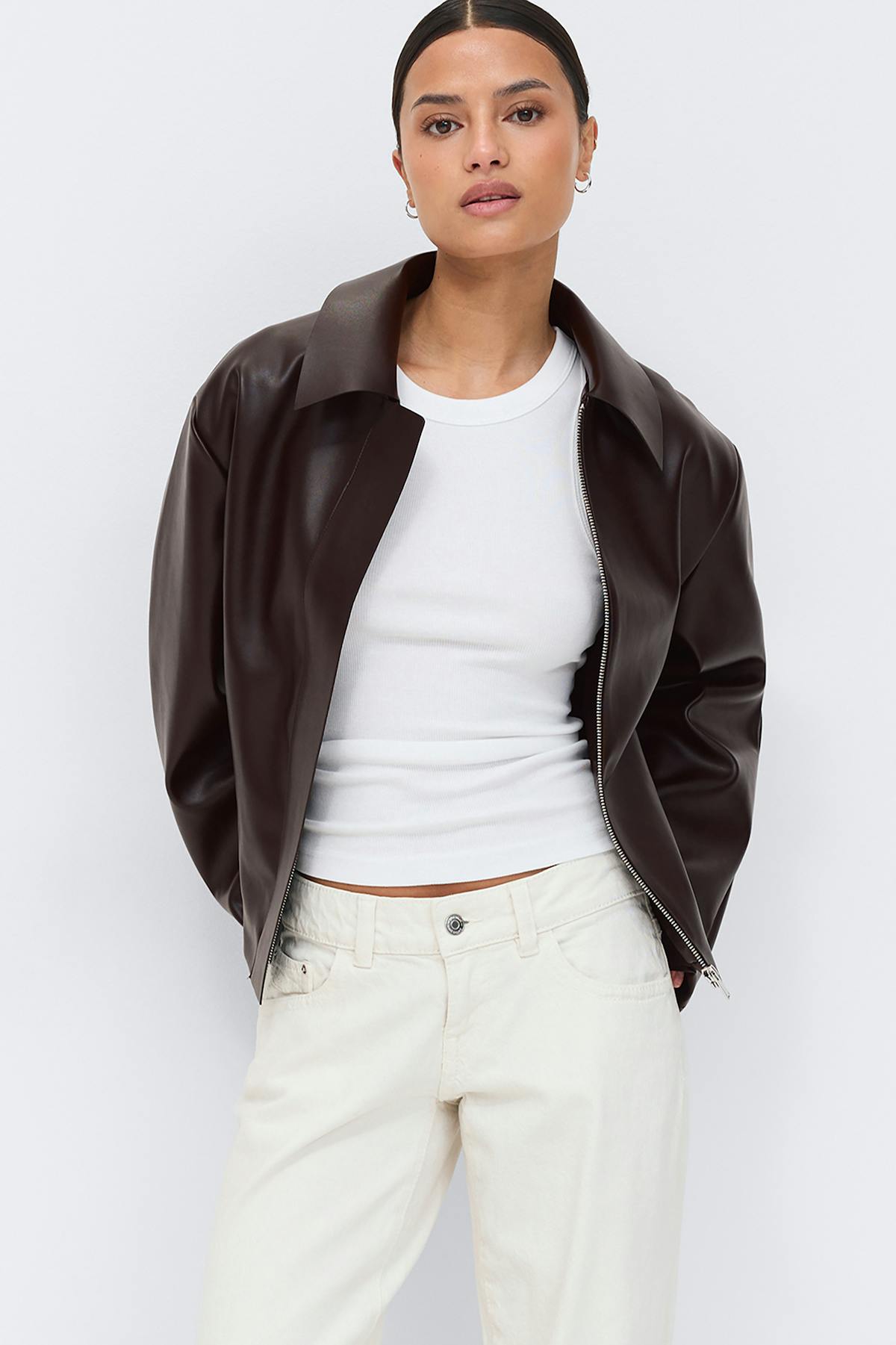 Short pu jacket - Rouge foncé