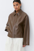 Short pu jacket - Burgundy/brown