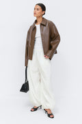 Short pu jacket - Burgundy/brown