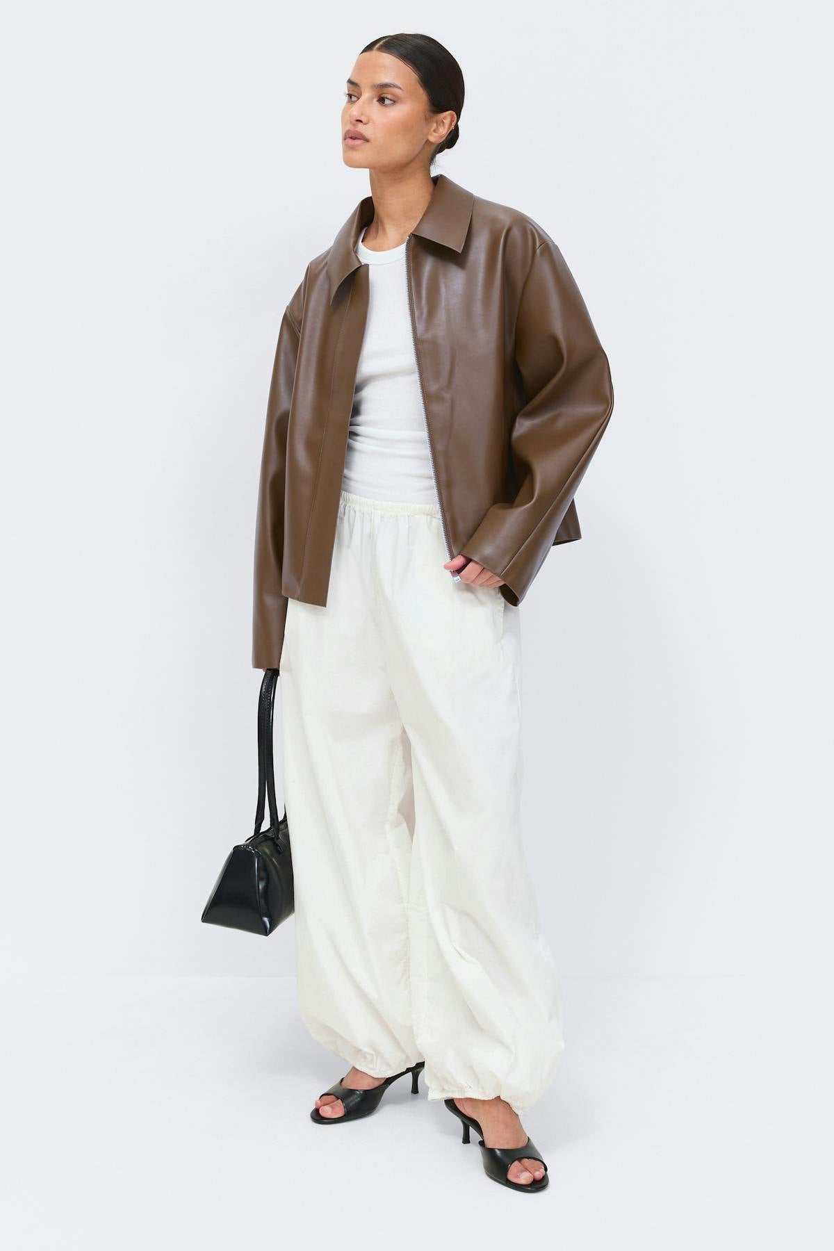 Short pu jacket - Burgundy/brown