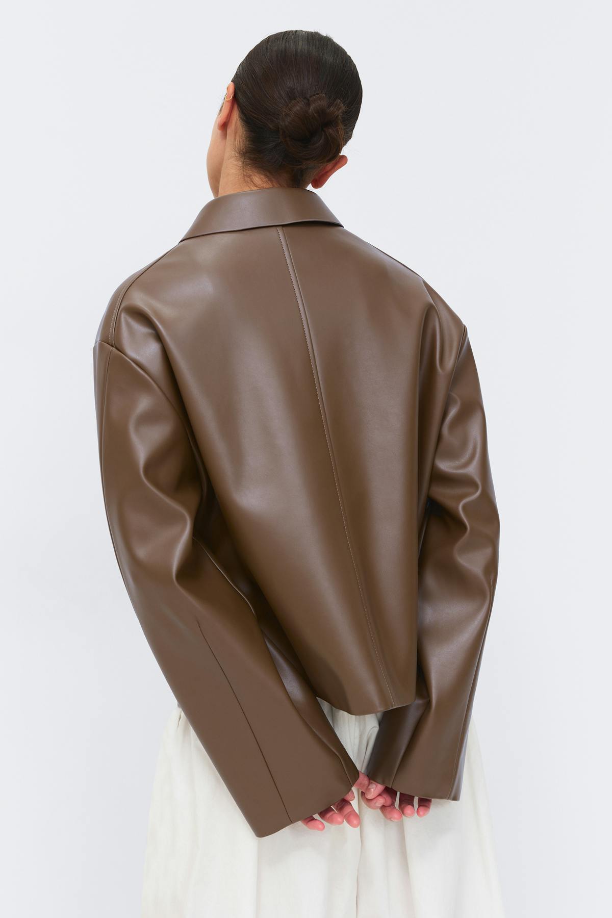 Short pu jacket - Burgundy/brown