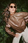 Short pu jacket - Burgundy/brown