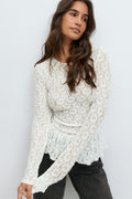 Lace peplum top - Blanc cassé