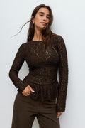 Lace peplum top - Blanc cassé