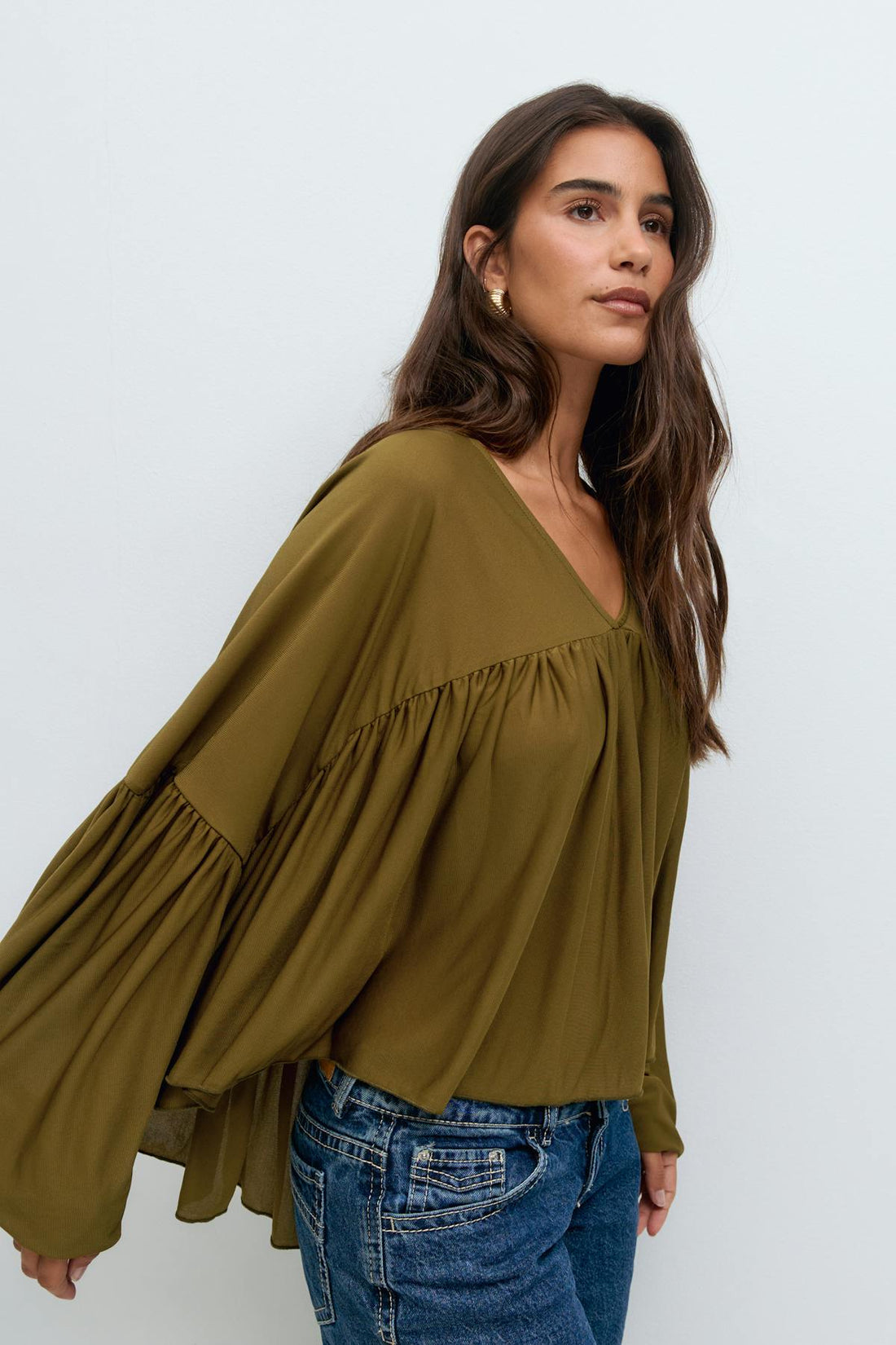 Wide sheer top - Fir green