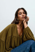 Wide sheer top - Fir green
