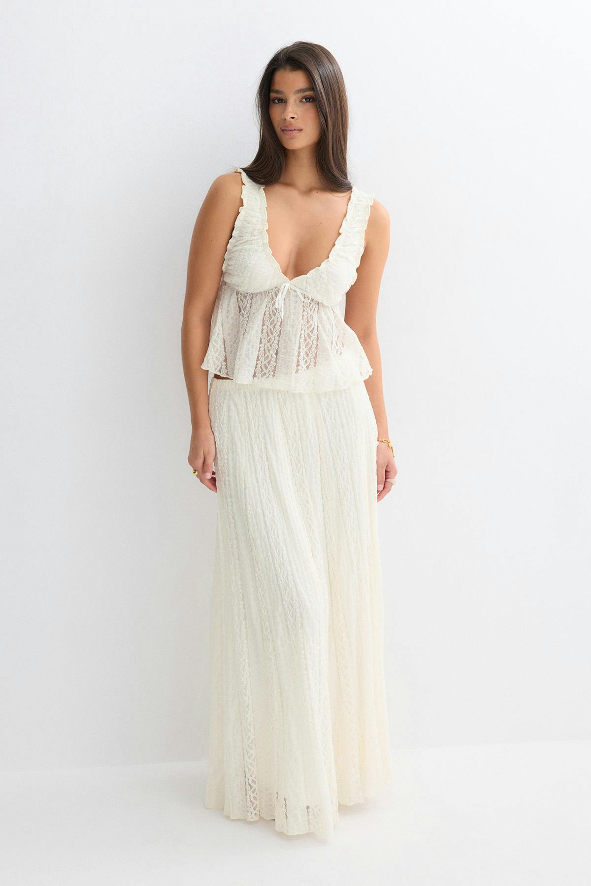 Lace maxi skirt - Marron foncé