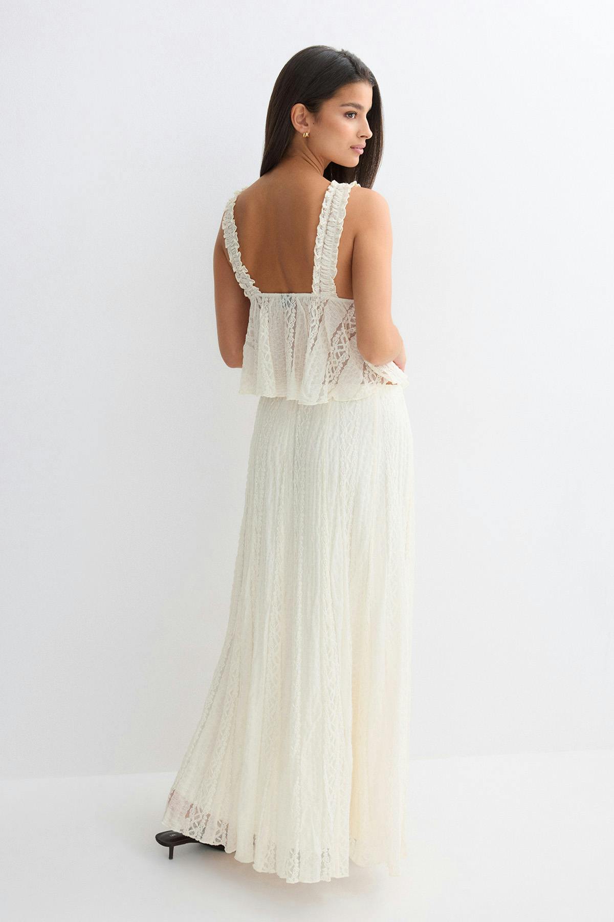 Lace maxi skirt - Marron foncé