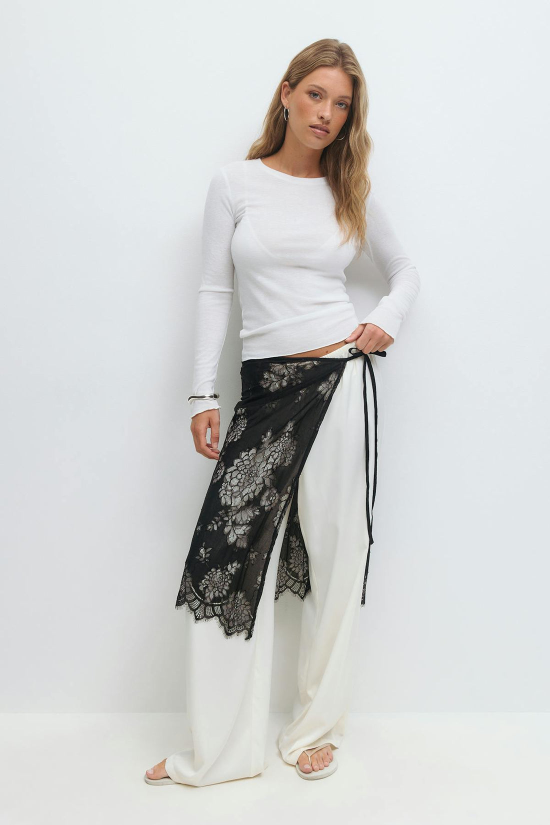 Lace apron skirt - Noir
