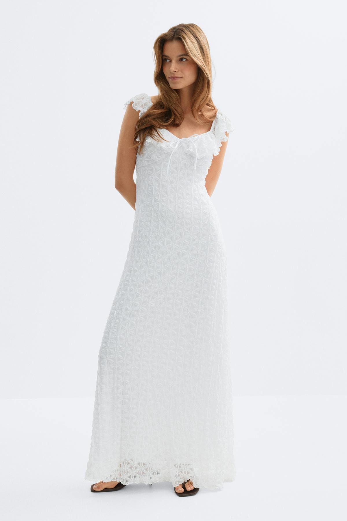Lace frill maxi dress - Pink dogwood