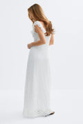 Lace frill maxi dress - Blanc cassé