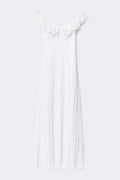 Lace frill maxi dress - Blanc cassé
