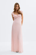 Lace frill maxi dress - Pink dogwood