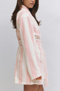 Y fleece robe - Pink/stripe