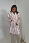 Y fleece robe - Pink/stripe