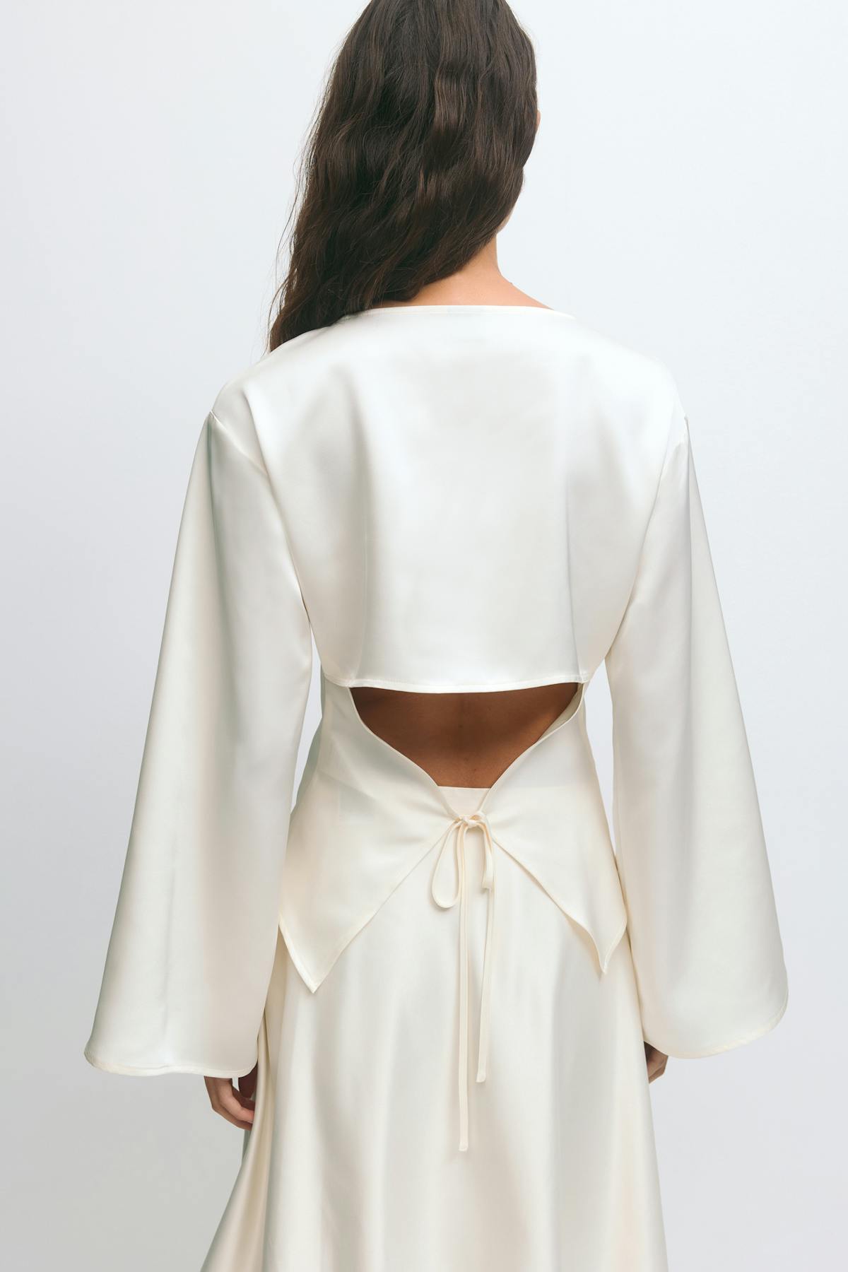 Open back satin blouse - Creme