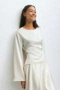 Open back satin blouse - Creme