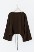 Open back satin blouse - Marron foncé