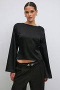 Open back satin blouse - Creme