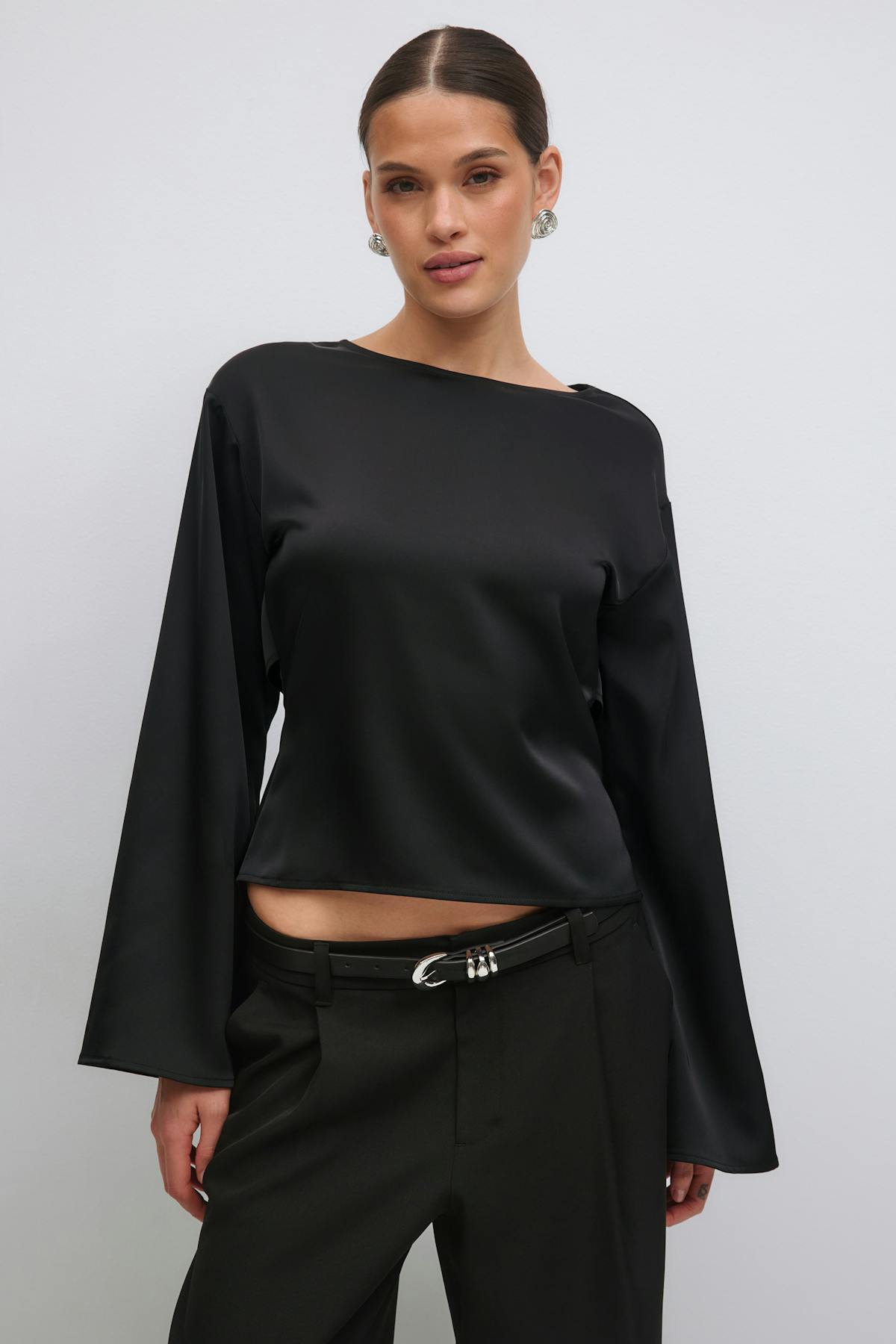 Open back satin blouse - Creme