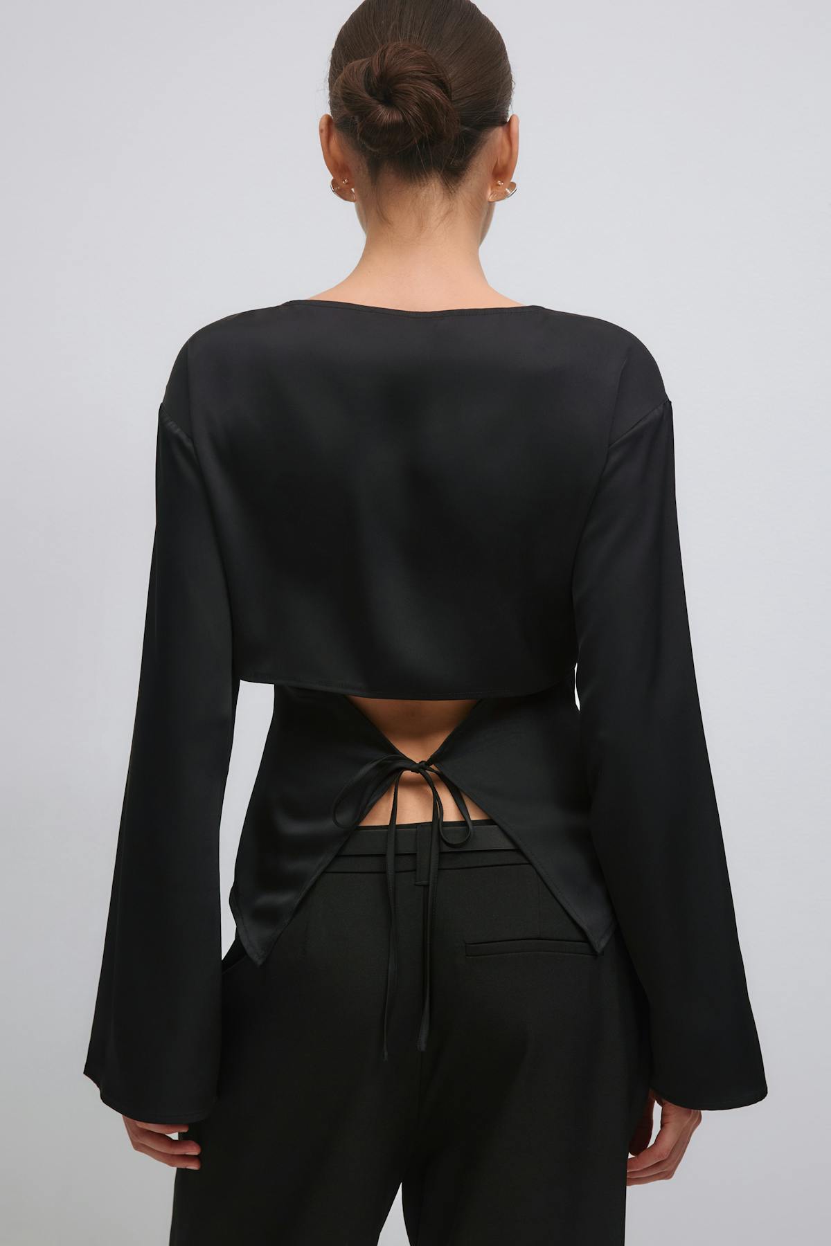 Open back satin blouse - Creme