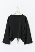 Open back satin blouse - Noir