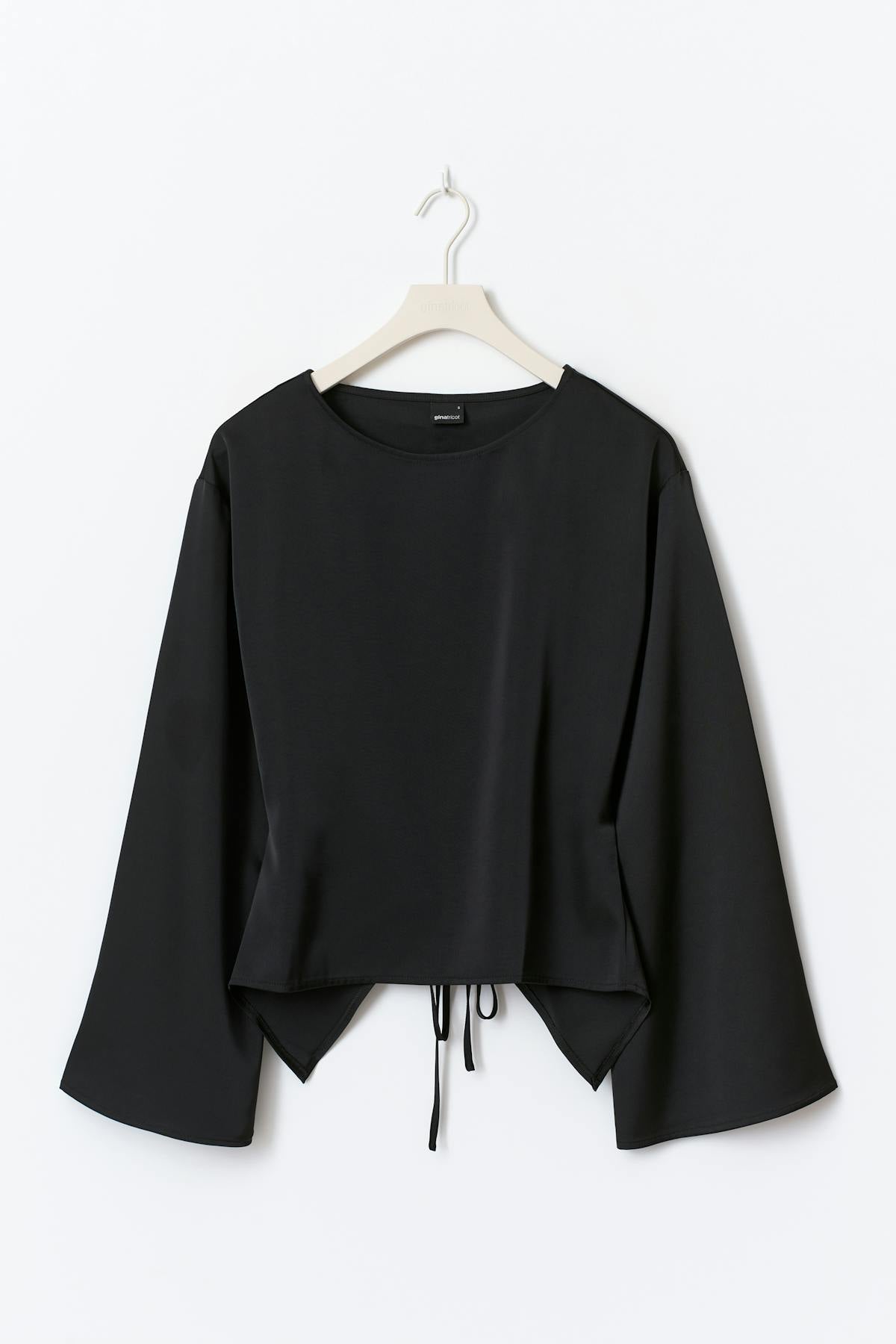 Open back satin blouse - Noir