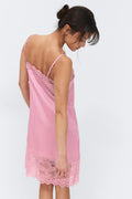 Loungewear satin lace dress - Bleached mauve