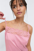 Loungewear satin lace dress - Bleached mauve