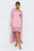 Satin loungewear robe - Bleached mauve