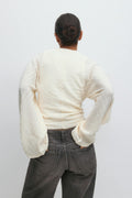 Textured wide sleeve top - Crème