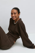 Textured wide sleeve top - Crème