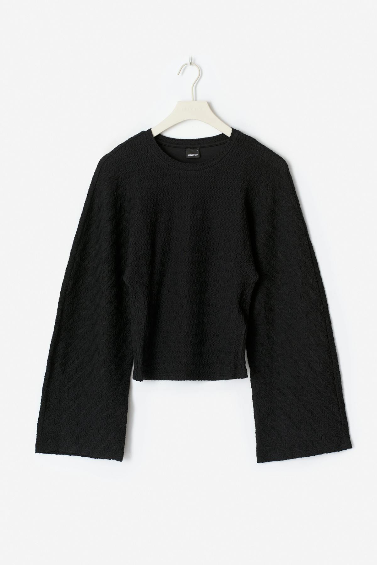 Textured wide sleeve top - Noir
