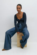 Twisted detail top - Navy blazer