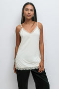 Lace detail singlet - Blanc cassé