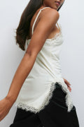 Lace detail singlet - Blanc cassé