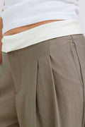 Mid wide pleated trousers - Beige