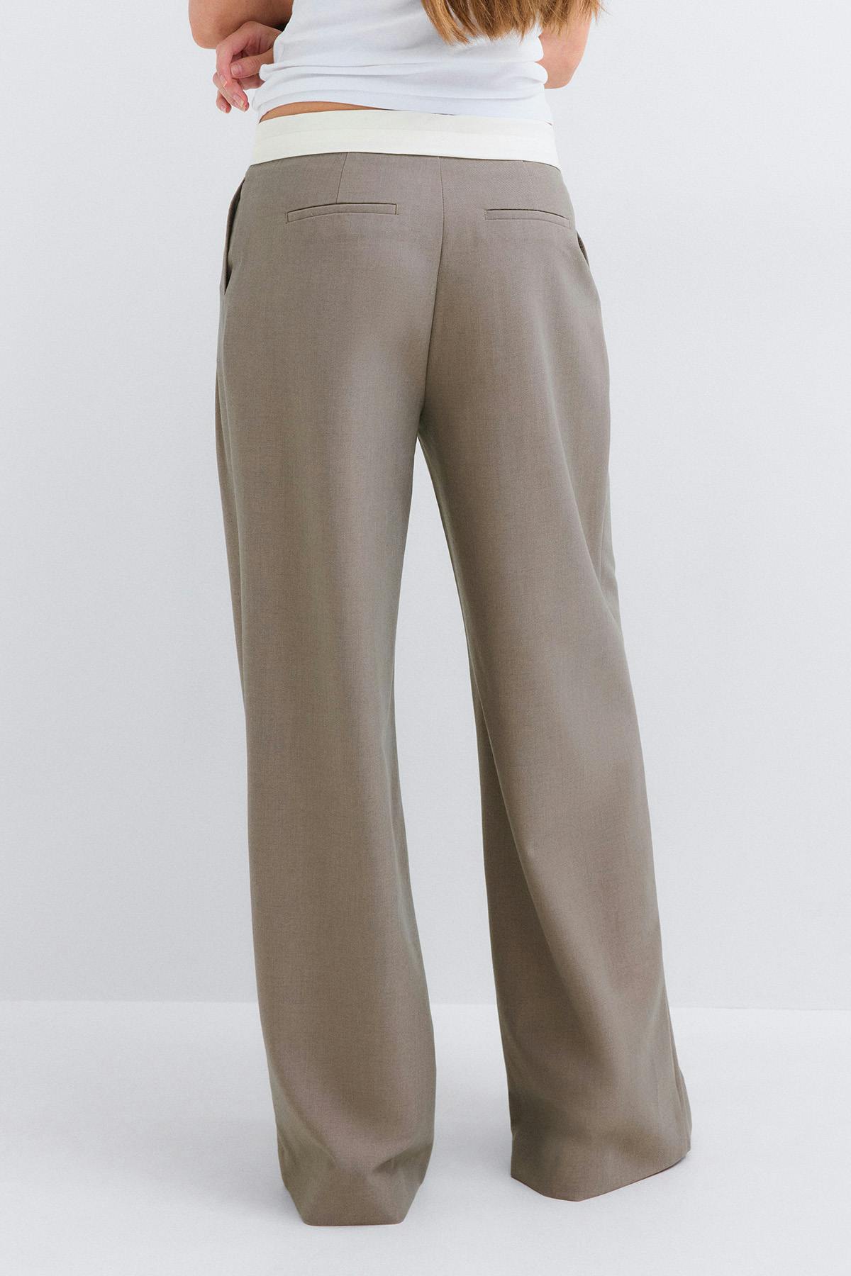 Mid wide pleated trousers - Beige