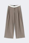 Mid wide pleated trousers - Beige