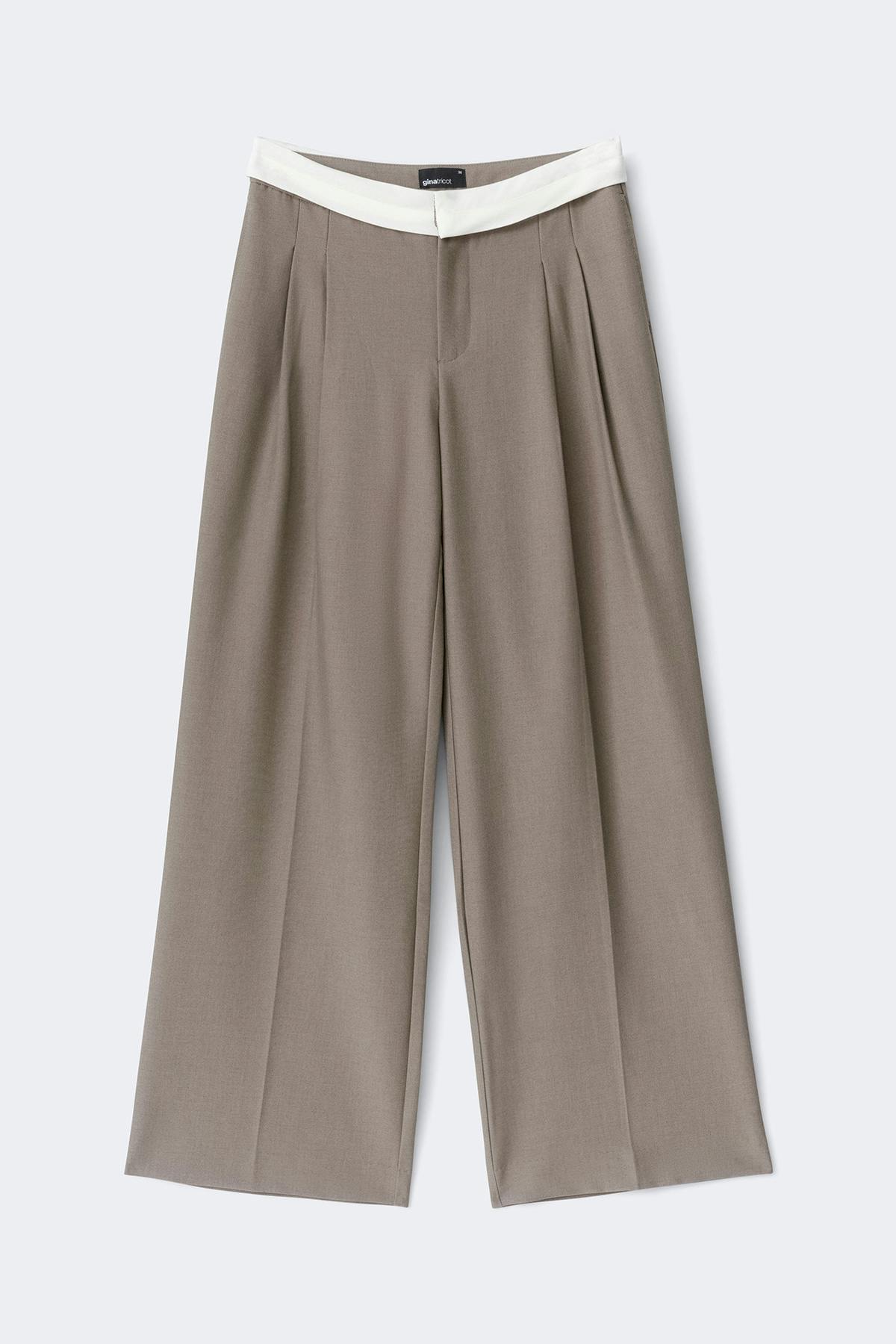 Mid wide pleated trousers - Beige