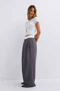 Mid wide pleated trousers - Beige foncé
