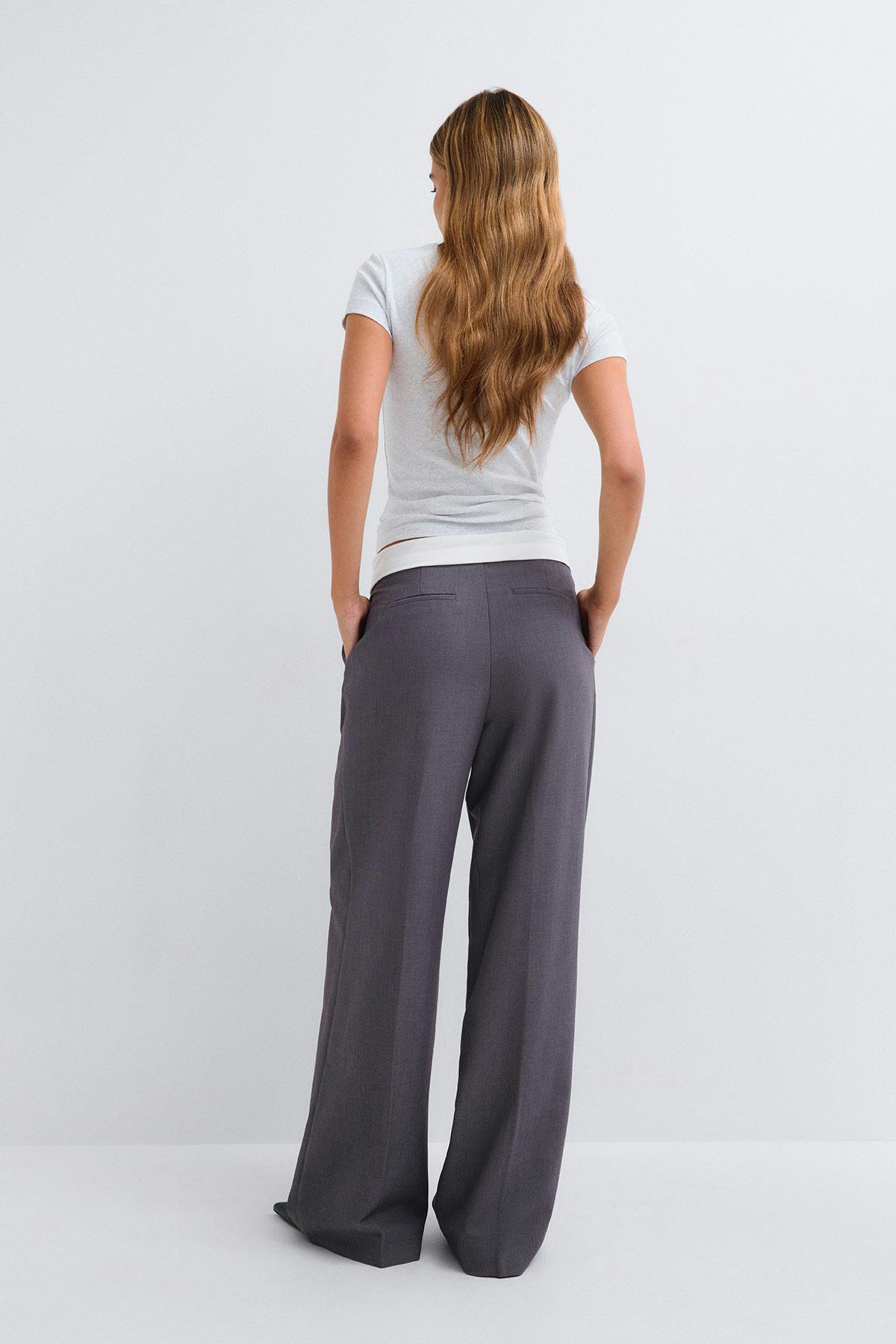 Mid wide pleated trousers - Beige foncé