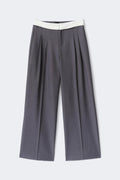 Mid wide pleated trousers - Beige