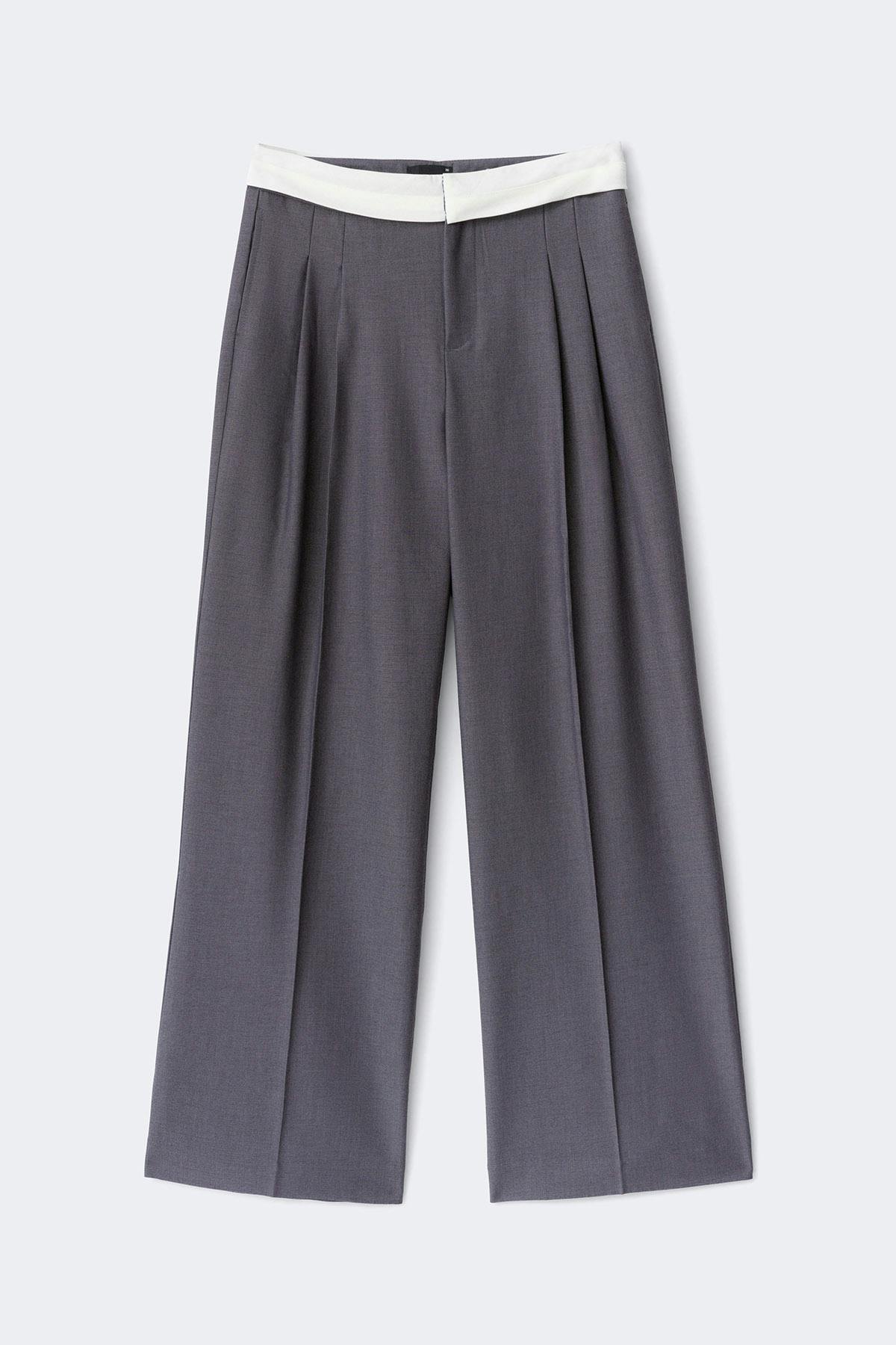 Mid wide pleated trousers - Beige