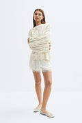 Chunky knitted cable sweater - Ballet slipper