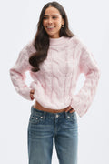Chunky knitted cable sweater - Brunnera blue