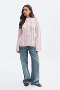 Chunky knitted cable sweater - Brunnera blue
