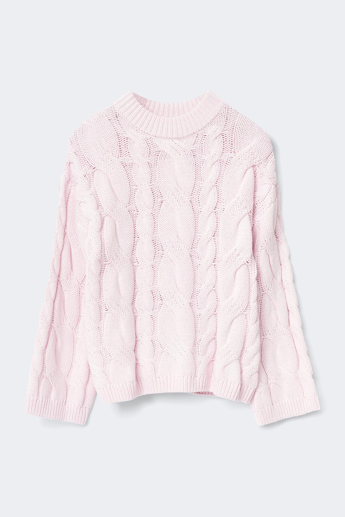 Chunky knitted cable sweater - Ballet slipper