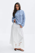 Chunky knitted cable sweater - Brunnera blue